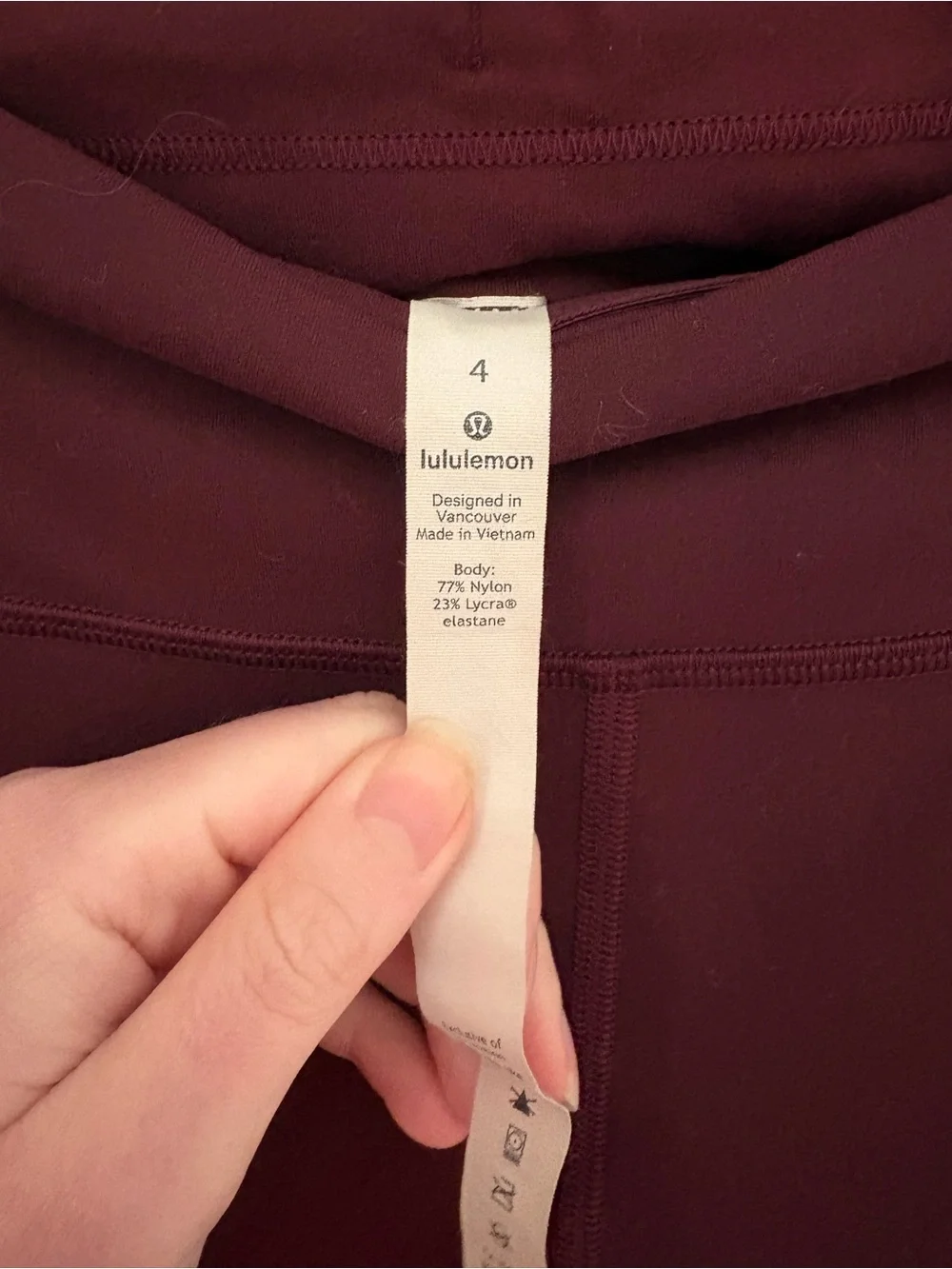Lululemon High-Waist Burgundy Women's Active Leggings Sz 4